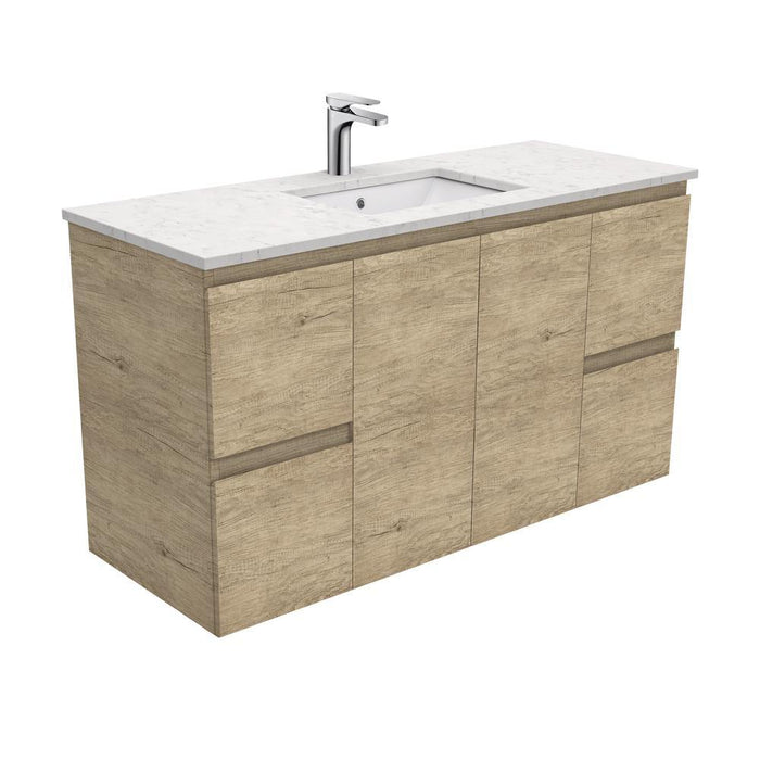 Fienza Edge Scandi Oak 1200mm Vanity With Undermounted Stone Top - Ideal Bathroom CentreSI120SWall HungBianco Marble