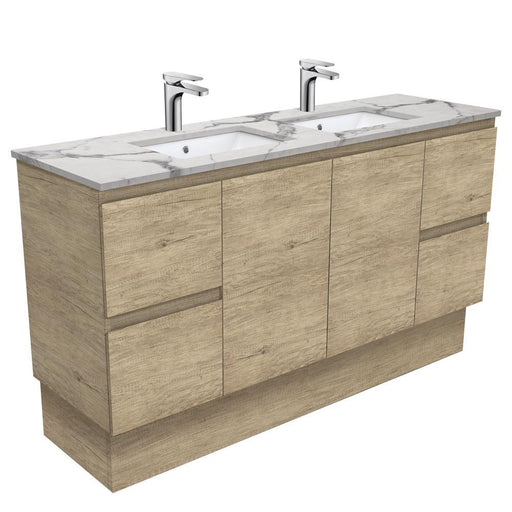 Fienza Edge Scandi Oak 1500mm Vanity With Undermounted Stone Top - Ideal Bathroom CentreSM150SKDFreestandingCalacatta MarbleDouble Bowl