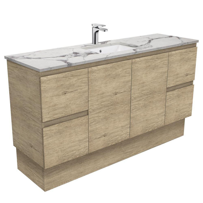 Fienza Edge Scandi Oak 1500mm Vanity With Undermounted Stone Top - Ideal Bathroom CentreSM150SKSFreestandingCalacatta MarbleSingle Centre Bowl
