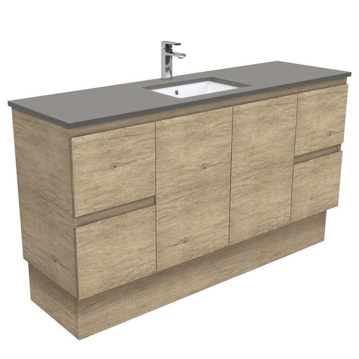 Fienza Edge Scandi Oak 1500mm Vanity With Undermounted Stone Top - Ideal Bathroom CentreSD150SKSFreestandingDove GreySingle Centre Bowl