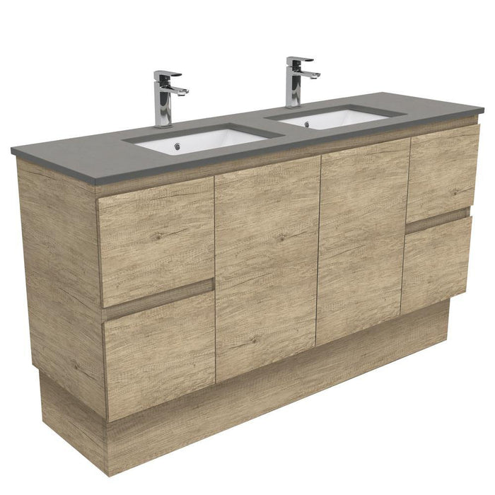 Fienza Edge Scandi Oak 1500mm Vanity With Undermounted Stone Top - Ideal Bathroom CentreSD150SKDFreestandingDove GreyDouble Bowl