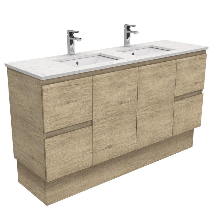 Fienza Edge Scandi Oak 1500mm Vanity With Undermounted Stone Top - Ideal Bathroom CentreSI150SKDFreestandingBianco MarbleDouble Bowl
