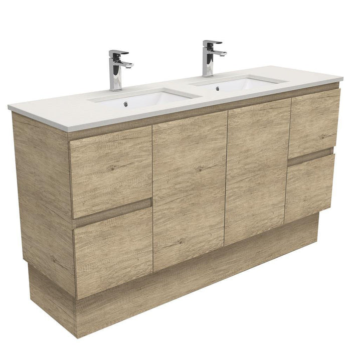 Fienza Edge Scandi Oak 1500mm Vanity With Undermounted Stone Top - Ideal Bathroom CentreSA150SKDFreestandingRoman SandDouble Bowl