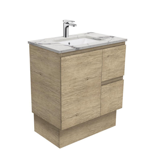 Fienza Edge Scandi Oak 750mm Vanity With Undermounted Stone Top - Ideal Bathroom CentreSM75SKRFreestandingRight Hand DrawersCalacatta Marble