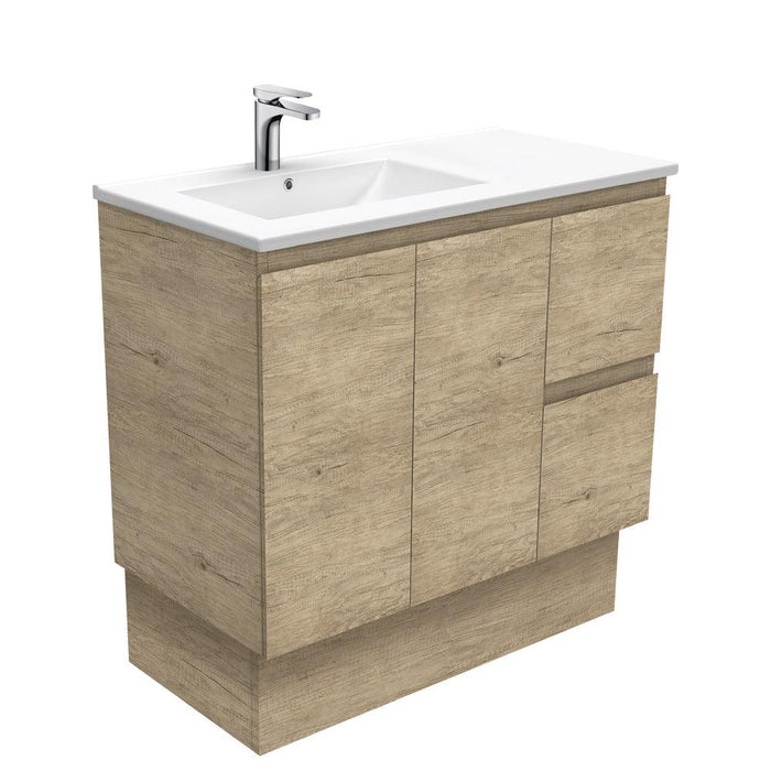 Fienza Edge Scandi Oak 900mm Vanity With Ceramic Top - Ideal Bathroom CentreTCL90SKRFreestandingRight Hand SideLeft Hand Basin