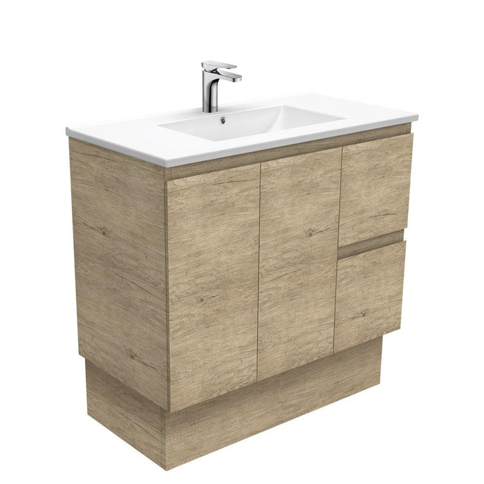 Fienza Edge Scandi Oak 900mm Vanity With Ceramic Top - Ideal Bathroom CentreTCL90LSKFreestandingRight Hand SideCentre Basin
