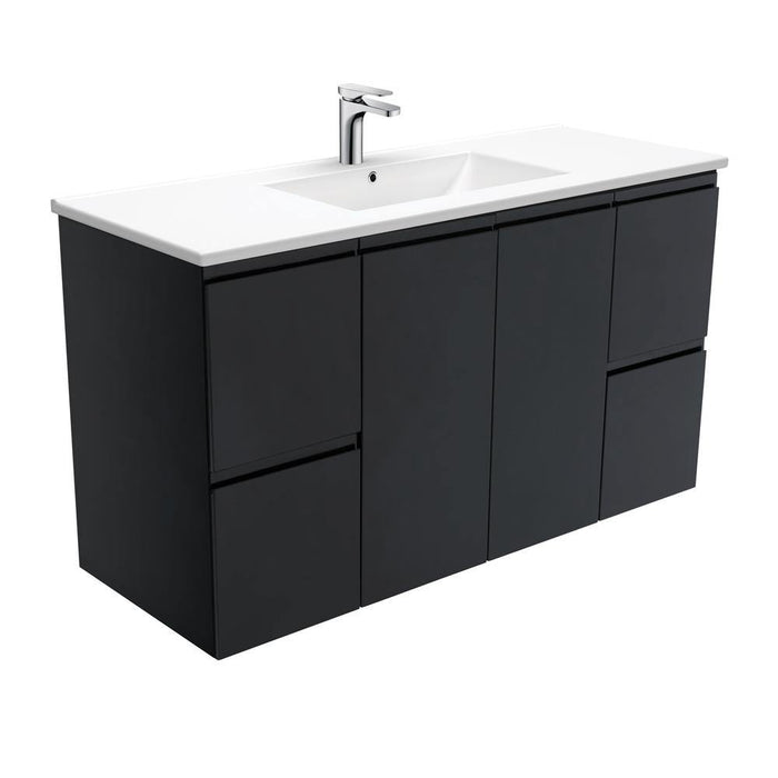 Fienza Finger Pull Matte Black 1200mm Vanity With Ceramic Top - Ideal Bathroom CentreTCL120ZBWall Hung