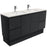 Fienza Finger Pull Matte Black 1500mm Vanity With Undermounted Stone Top - Ideal Bathroom CentreSA150ZBKDFreestandingRoman SandDouble Bowl