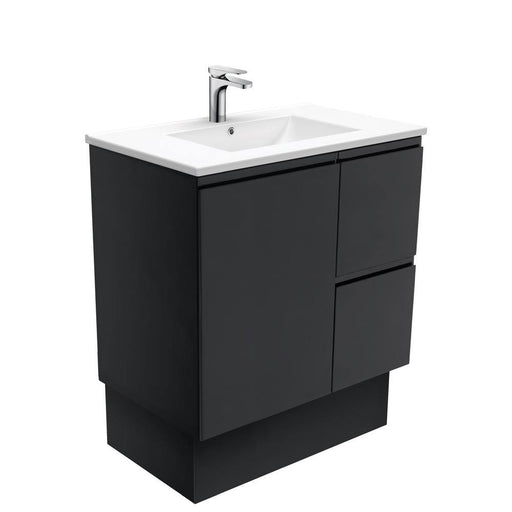 Fienza Finger Pull Matte Black 750mm Vanity With Ceramic Top - Ideal Bathroom CentreTCL75ZBKRFreestandingRight Hand Side