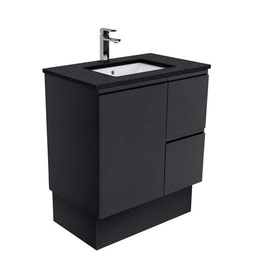 Fienza Finger Pull Matte Black 750mm Vanity With Undermounted Stone Top - Ideal Bathroom CentreSB75ZBKRFreestandingRight Hand DrawersBlack Sparkle