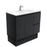 Fienza Finger Pull Matte Black 900mm Vanity With Ceramic Top - Ideal Bathroom CentreTCL90LZBKFreestandingRight Hand SideCentre Basin