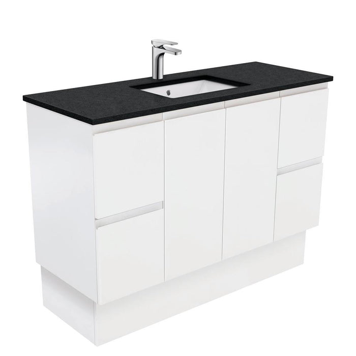 Fienza Finger Pull Matte White 1200mm Vanity With Undermounted Stone Top - Ideal Bathroom CentreSB120ZKFreestandingBlack Sparkle