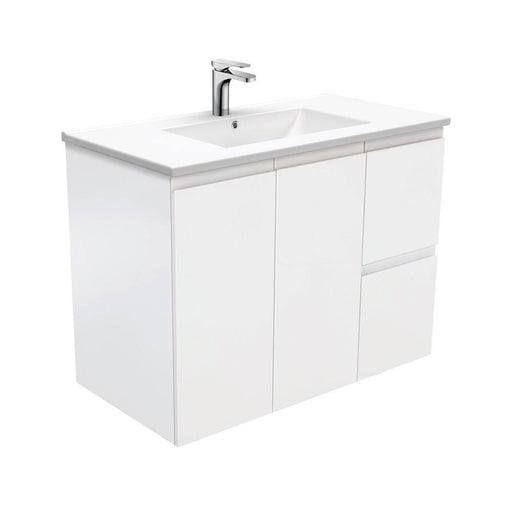 Fienza Finger Pull Matte White 900mm Vanity With Ceramic Top - Ideal Bathroom CentreTCL90ZR(SC)