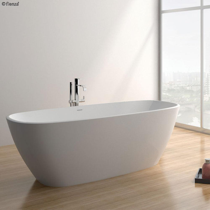 Fienza Marrisa 1700 Matte White Stone Freestanding Bath - Ideal Bathroom CentreST18With Overflow