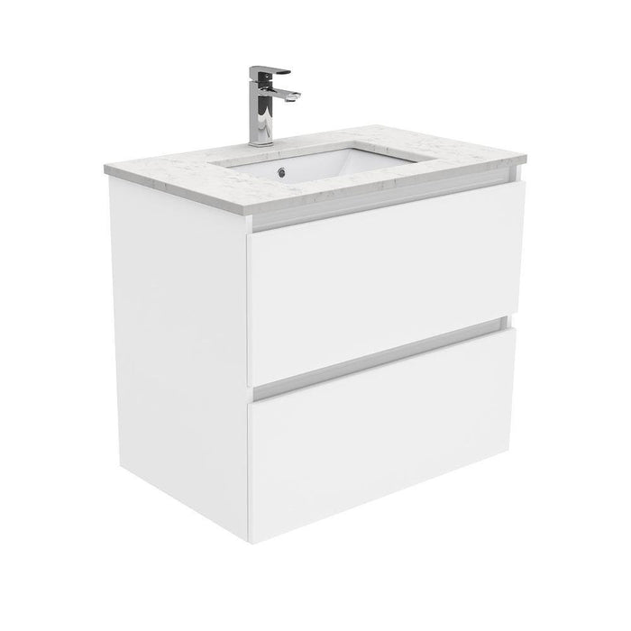 Fienza Quest 750mm Vanity With Undermounted Stone Top - Ideal Bathroom CentreSI75QWall HungBianco Marble