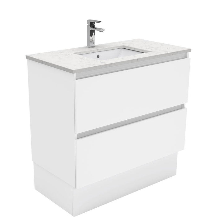 Fienza Quest 900mm Vanity With Undermounted Stone Top - Ideal Bathroom CentreSI90QKFreestandingBianco Marble