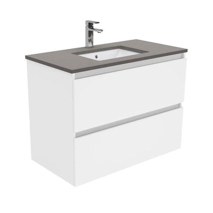 Fienza Quest 900mm Vanity With Undermounted Stone Top - Ideal Bathroom CentreSD90QWall HungDove Grey
