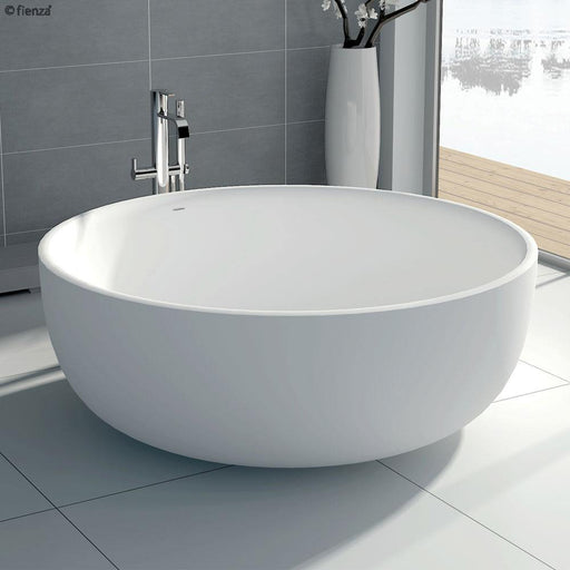 Fienza Shinto 1350 Matte White Stone Freestanding Bath - Ideal Bathroom CentreST13With Overflow