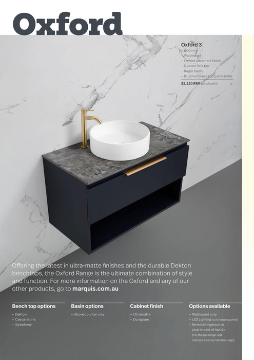 Marquis Oxford Wall Hung Vanity - Ideal Bathroom CentreOxford 1Dekton600mmDektonCentre Bowl