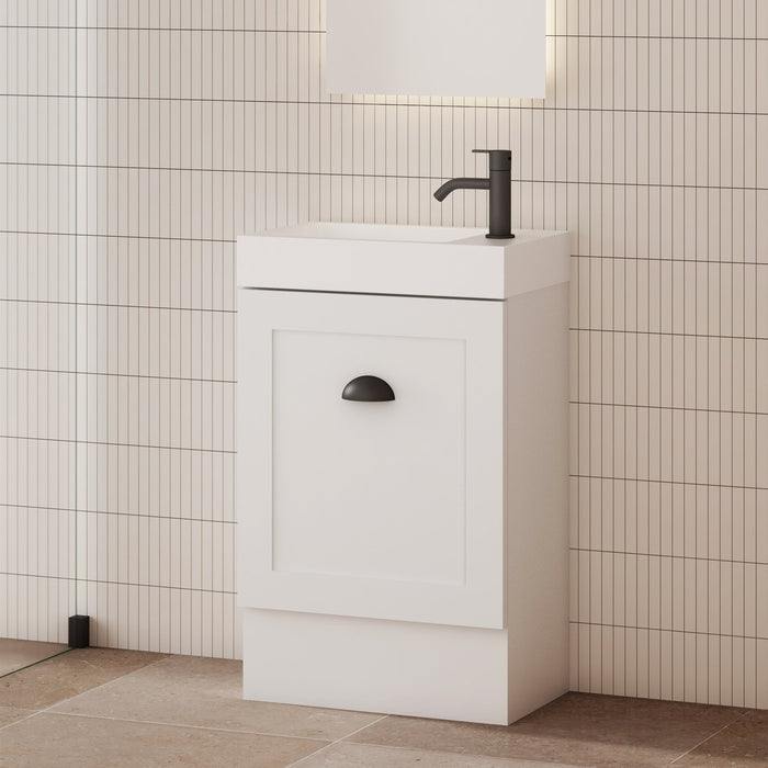 Milano Ferderation 460mm Small Space Vanity - Ideal Bathroom CentreFEDE4625WHR-MWMatte WhiteWall HungRight Hand Hinge