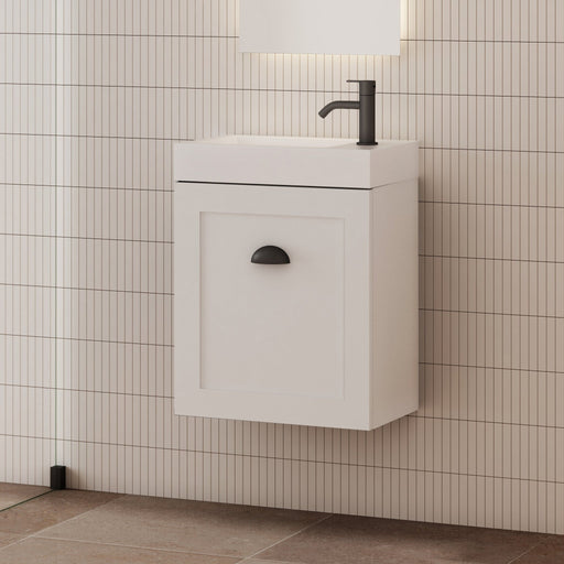 Milano Ferderation 460mm Small Space Vanity - Ideal Bathroom CentreFEDE4625WHL-MWMatte WhiteWall HungLeft Hand Hinge