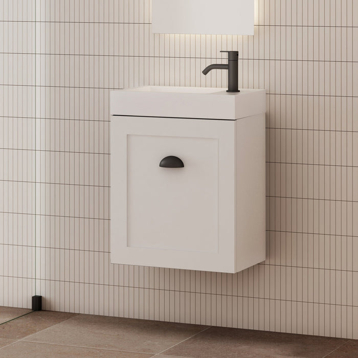 Milano Ferderation 460mm Small Space Vanity - Ideal Bathroom CentreFEDE4625WHL-MWMatte WhiteWall HungLeft Hand Hinge