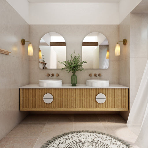 Milano Flow All-Drawer Wall Hung Vanity Natural Oak - Ideal Bathroom CentreFL1800N-ALLDRAWER1800mmDouble Bowl