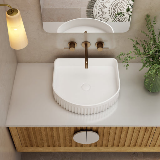 Milano Flow Arch Fluted Ceramic Above Counter Basin - Ideal Bathroom CentreFLUTE4136MWMatte White