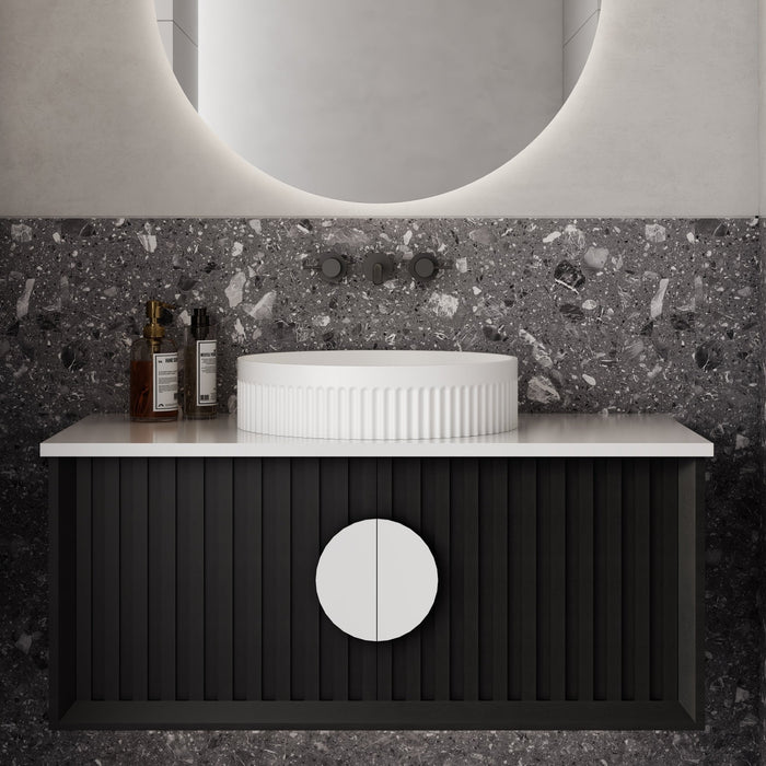 Milano Flow Round Fluted Ceramic Above Counter Basin - Ideal Bathroom CentreFLUTE3636Gloss White