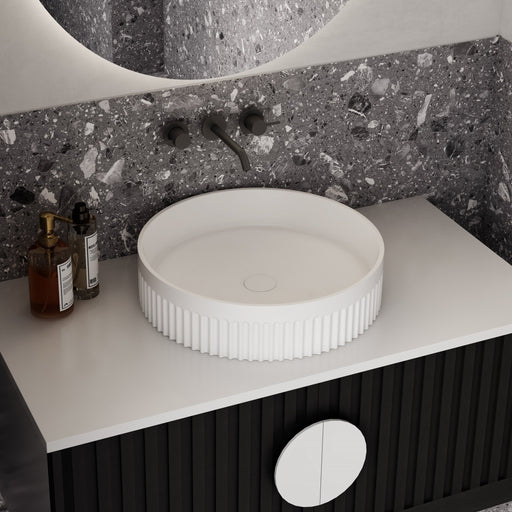 Milano Flow Round Fluted Ceramic Above Counter Basin - Ideal Bathroom CentreFLUTE3636MWMatte White