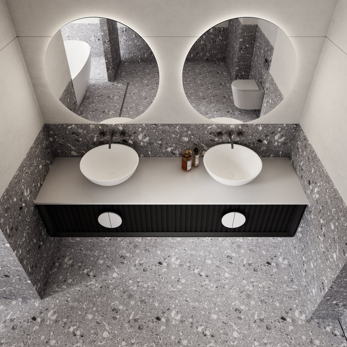 Milano Flow Wall Hung Vanity Black Oak - Ideal Bathroom CentreFL1500B1500mmDouble Bowl
