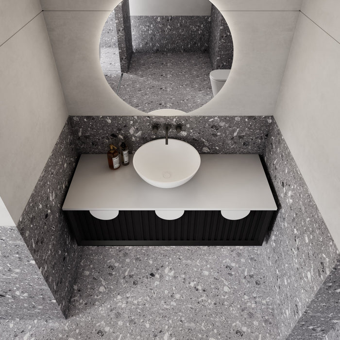 Milano Flow Wall Hung Vanity Black Oak - Ideal Bathroom CentreFL1200B1200mmCentre Bowl