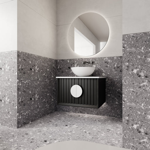 Milano Flow Wall Hung Vanity Black Oak - Ideal Bathroom CentreFL600B600mmCentre Bowl