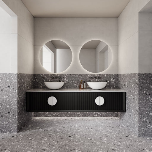 Milano Flow Wall Hung Vanity Black Oak - Ideal Bathroom CentreFL600B600mmCentre Bowl