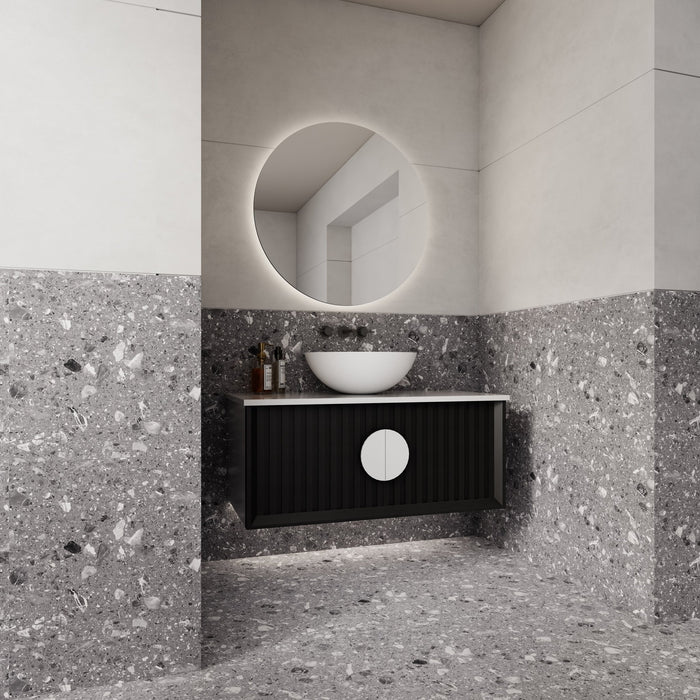 Milano Flow Wall Hung Vanity Black Oak - Ideal Bathroom CentreFL900B900mmCentre Bowl
