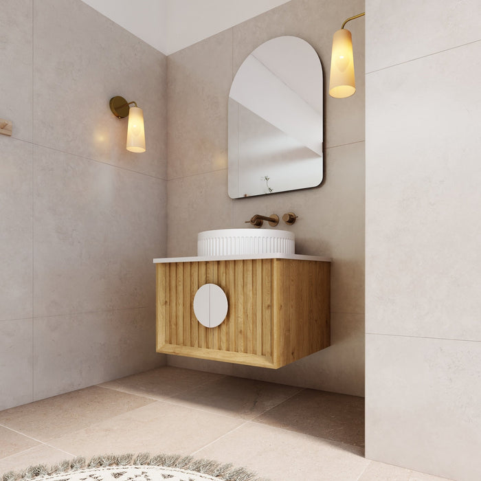 Milano Flow Wall Hung Vanity Natural Oak - Ideal Bathroom CentreFL600N600mmCentre Bowl