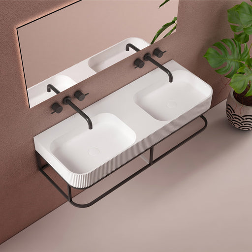 Milano Flute Curve 1200mm Wall Hung Solid Surface Basin - Ideal Bathroom CentreVG1245-11 Tap Hole