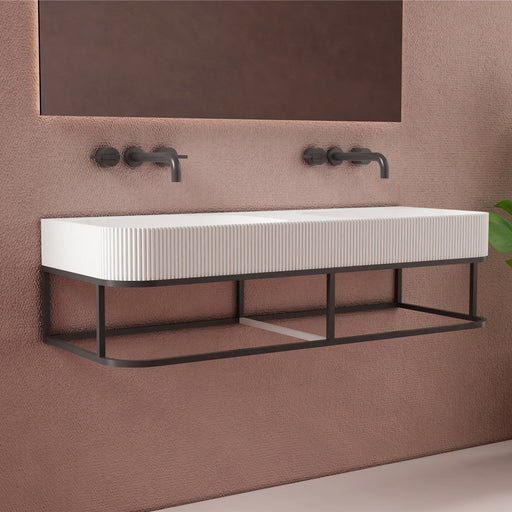 Milano Flute Curve 1200mm Wall Hung Solid Surface Basin - Ideal Bathroom CentreVG1245-11 Tap Hole