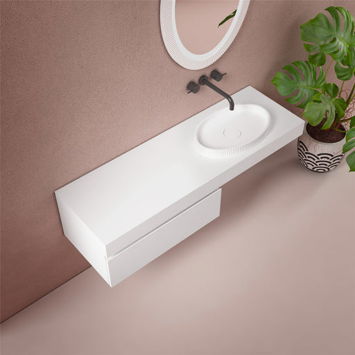Milano Flute Oval 500mm Solid Surface Basin - Ideal Bathroom CentreVG5032