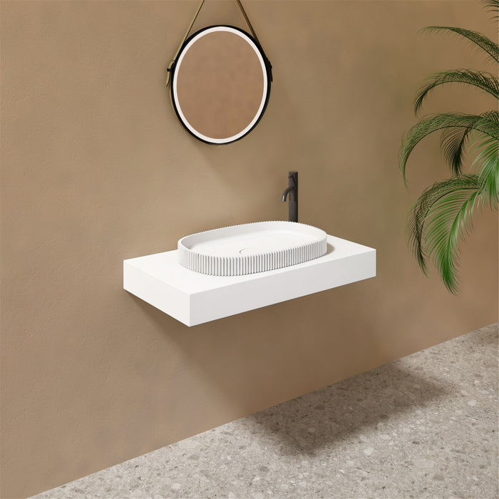 Milano Flute Pill 550mm Solid Surface Basin - Ideal Bathroom CentreVG5536