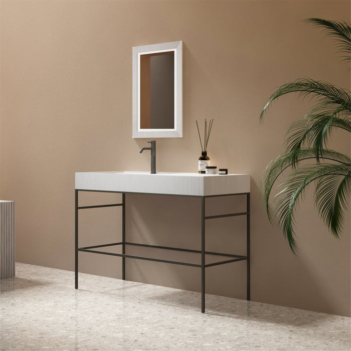 Milano Flute Rectangular 1200mm Console Solid Surface Basin - Ideal Bathroom CentreVG12501 Tap Hole