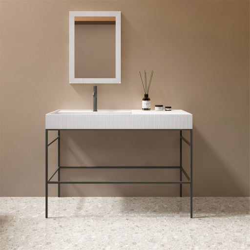 Milano Flute Rectangular 1200mm Console Solid Surface Basin - Ideal Bathroom CentreVG12501 Tap Hole
