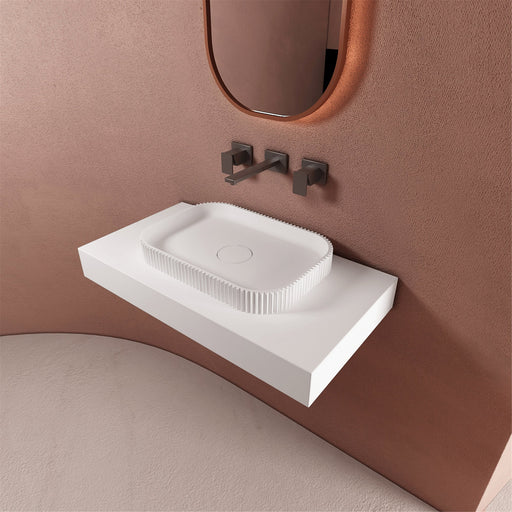 Milano Flute Rectangular 500mm Solid Surface Basin - Ideal Bathroom CentreVG5035