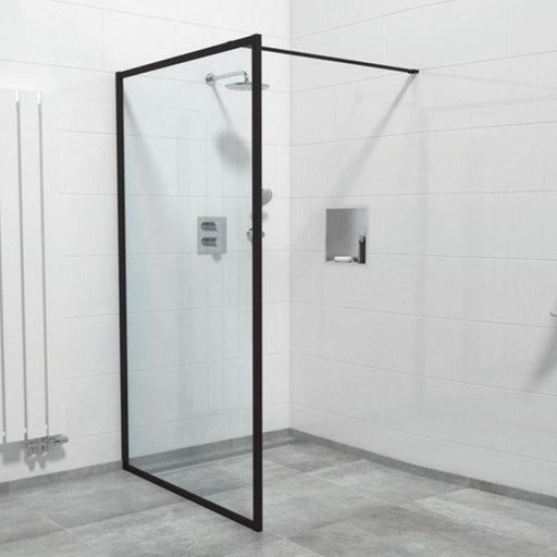 Milano Framed Fixed Panel Shower Screen Matte Black - Ideal Bathroom CentreNC001-900900mm