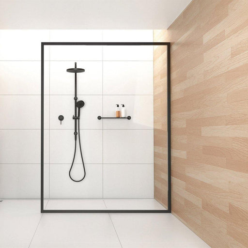 Milano Framed Fixed Panel Shower Screen Matte Black - Ideal Bathroom CentreNC005-900900mm