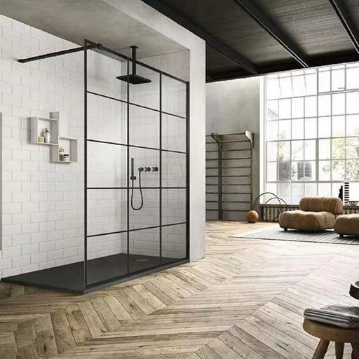 Milano Framed Fixed Panel Shower Screen Matte Black - Ideal Bathroom CentreNC006-12001200mm