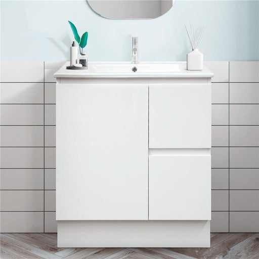 MILANO New Elegant 750mm Freestanding Vanity - Ideal Bathroom CentreEL-750RKCCeramic TopRight Hand DrawerOn Kickboard