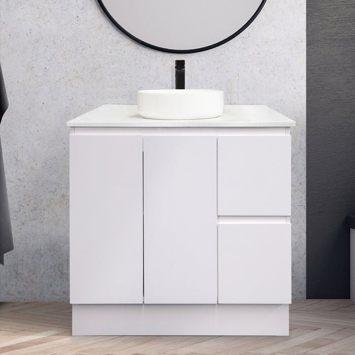 MILANO New Elegant 900mm Freestanding Vanity - Ideal Bathroom CentreEL-900RKSStone TopRight Hand DrawerOn Kickboard