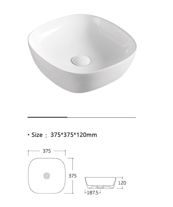 Milano Rowe Square Ceramic Above Counter Basin - Ideal Bathroom CentreAB3737Gloss White