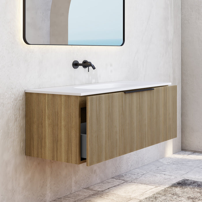 Milano Sicily V-Groove Wall Hung Vanity - Ideal Bathroom CentreSI900BW1TH900mmBright Walnut1 Tap Hole